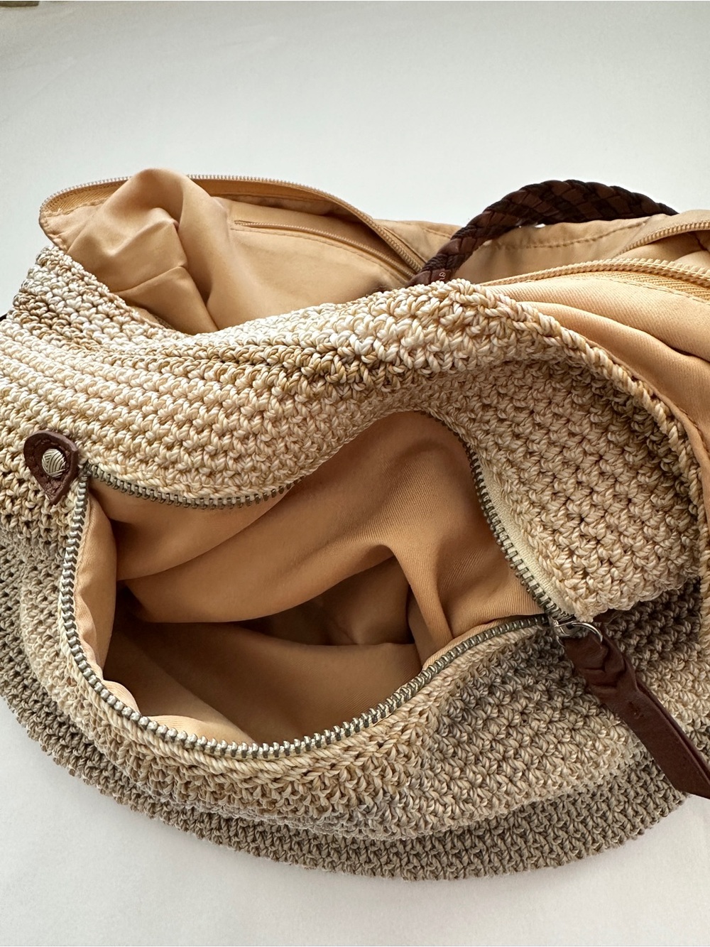 The Sak Tan Brown Woven Braided-Handle Hobo Shoulder Tote Bag - Picture 13 of 16